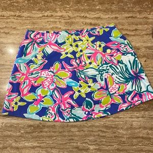 Lilly Pulitzer Blue and Pink Floral Mini Skirt